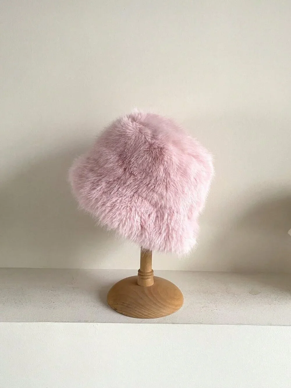 Pink Casual Women's Thickened Warm Plush Ear Protection faux fur Bucket Hat